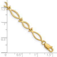 14k 5mm Religious Icthus (Fish) Bracelet-FB448-7