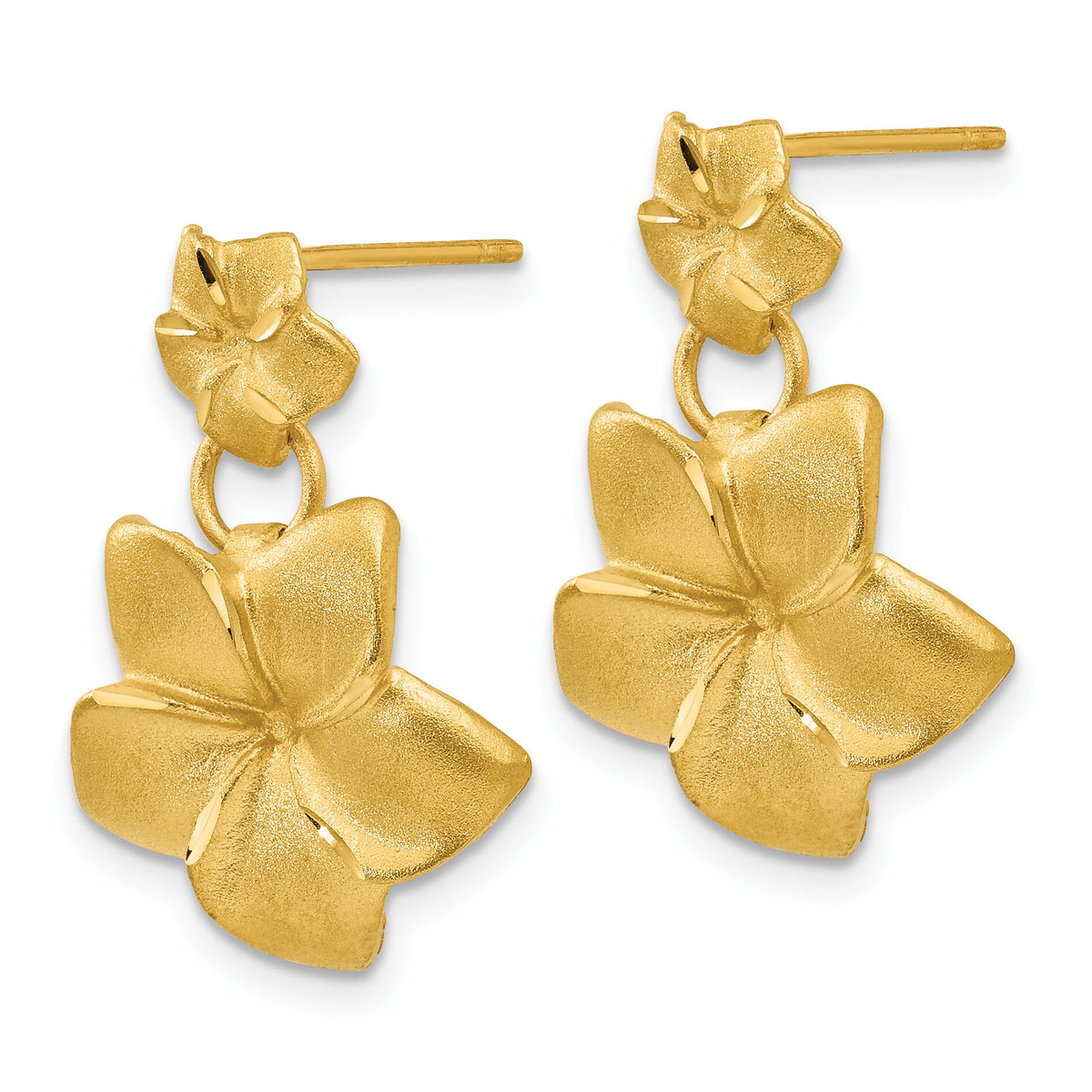 14k Plumeria Dangle Earrings-FB559E