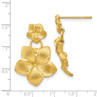 14k Plumeria Dangle Earrings-FB559E