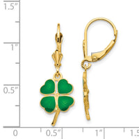 14k Enameled Clover Leverback Earrings-FB585E