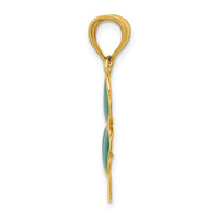 14k Enameled Four Leaf Clover Pendant-FB594