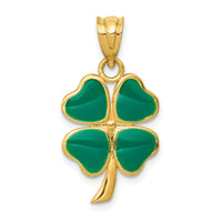 14k Enameled Four Leaf Clover Pendant-FB594