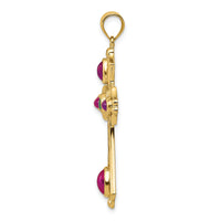 14K Ruby and Emerald Cabochon Cross Pendant-FB597