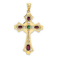 14K Ruby and Emerald Cabochon Cross Pendant-FB597