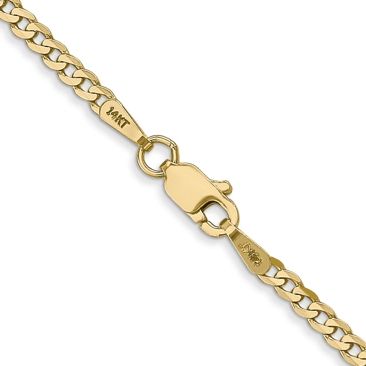 14k 2.2mm Flat Beveled Curb Chain-FBU060-28