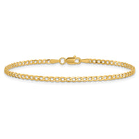14k 2.2mm Flat Beveled Curb Chain Anklet-FBU060-10