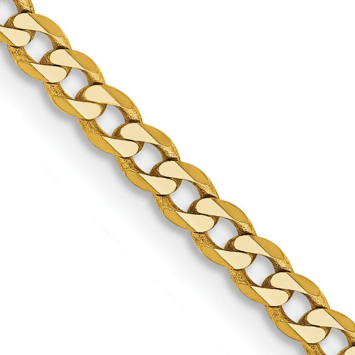 14k 2.3mm Flat Beveled Curb Chain-FBU070-22