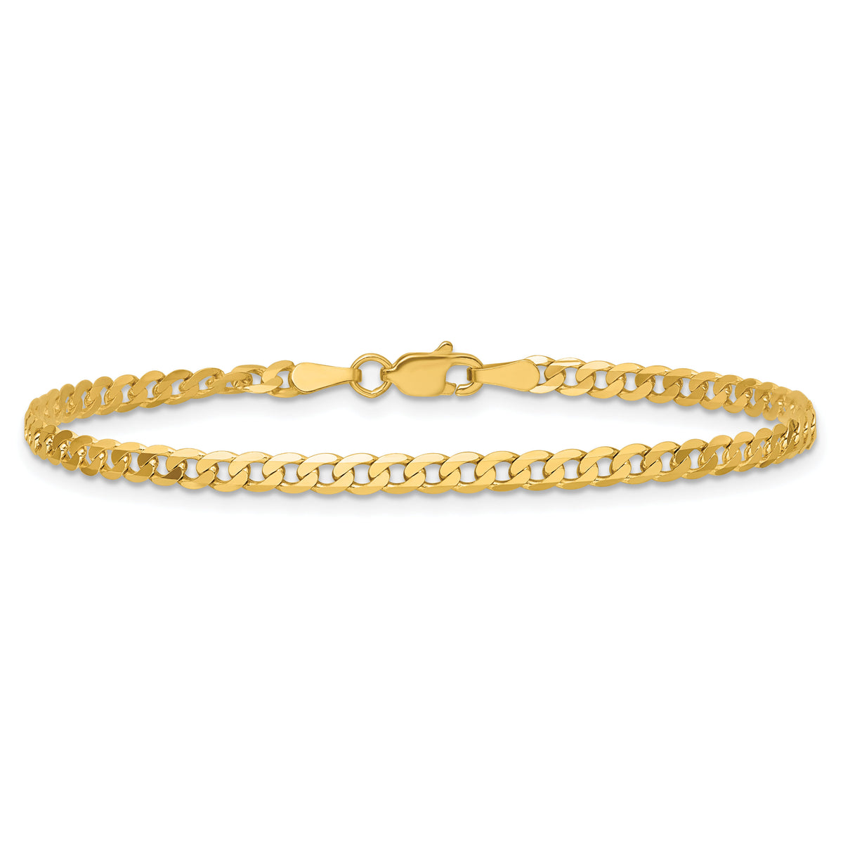 14k 2.9mm Flat Beveled Curb Chain Anklet-FBU080-9
