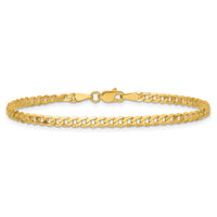 14k 2.9mm Flat Beveled Curb Chain Anklet-FBU080-9