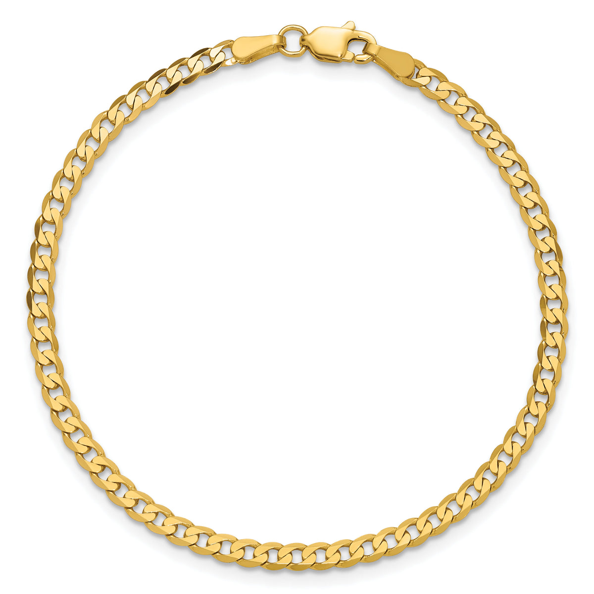 14k 2.9mm Flat Beveled Curb Chain Anklet-FBU080-9