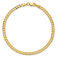 14k 2.9mm Flat Beveled Curb Chain Anklet-FBU080-9