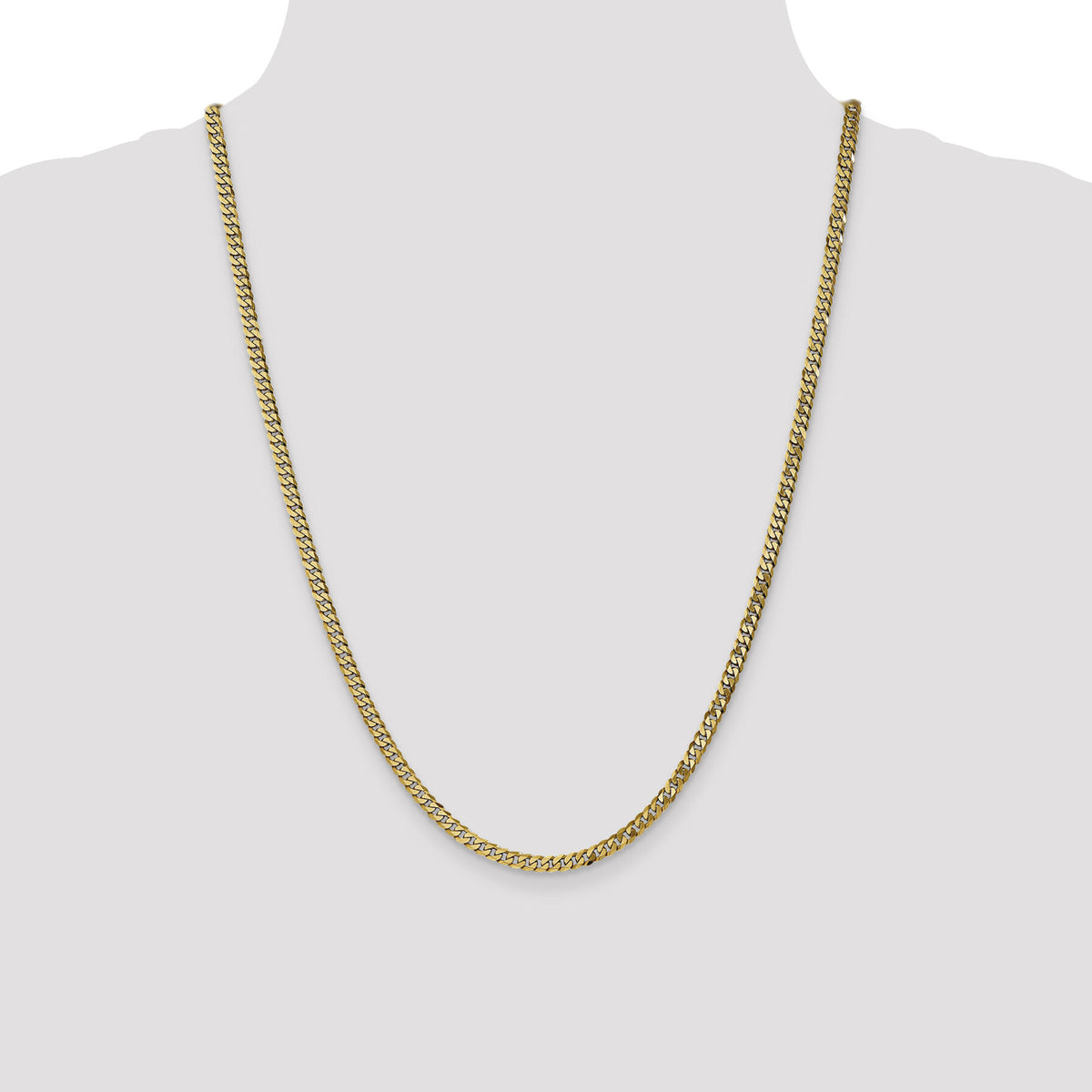 14k 3.9mm Flat Beveled Curb Chain-FBU100-24