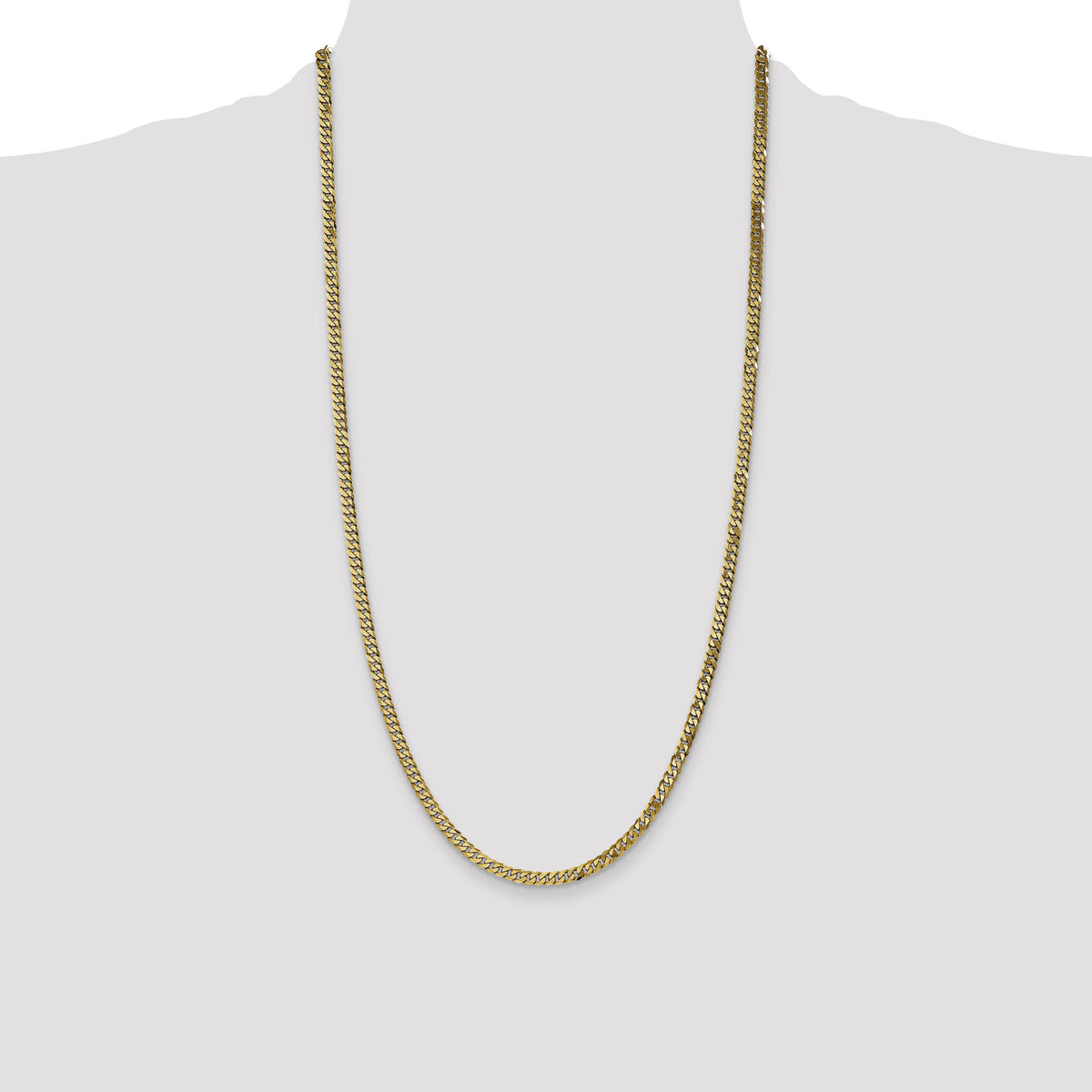 14k 3.9mm Flat Beveled Curb Chain-FBU100-28