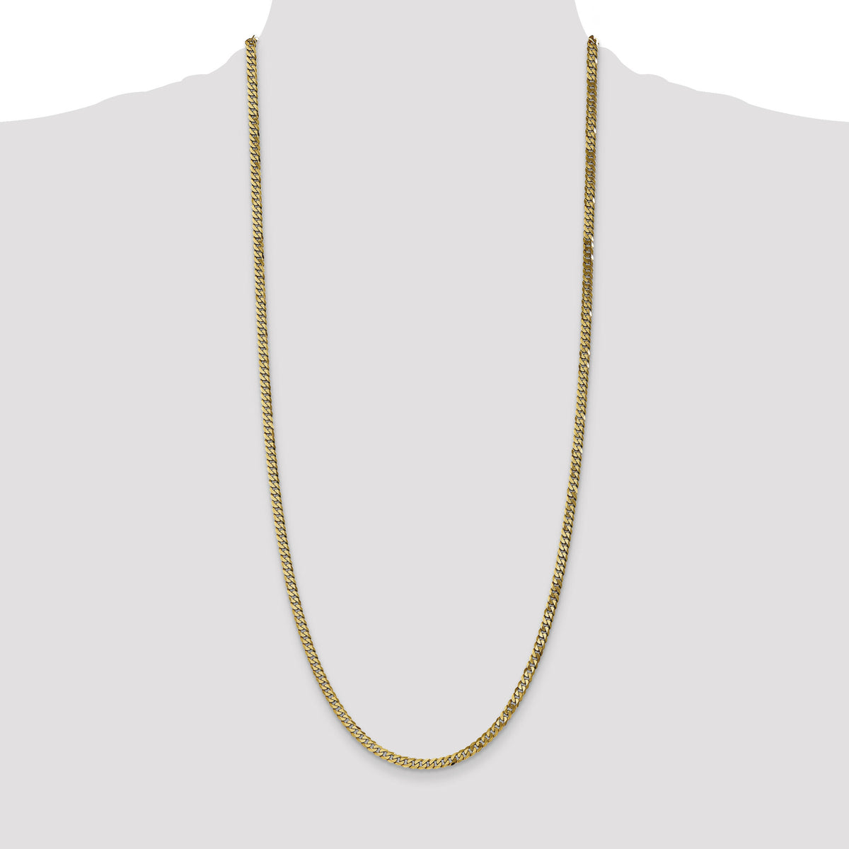14k 3.9mm Flat Beveled Curb Chain-FBU100-30