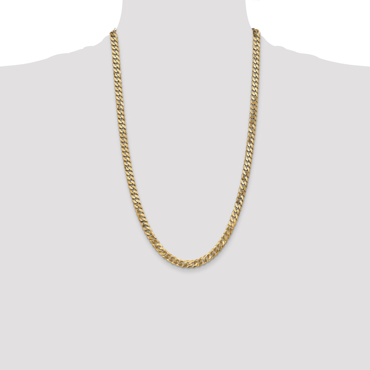14k 6.25mm Flat Beveled Curb Chain-FBU160-26