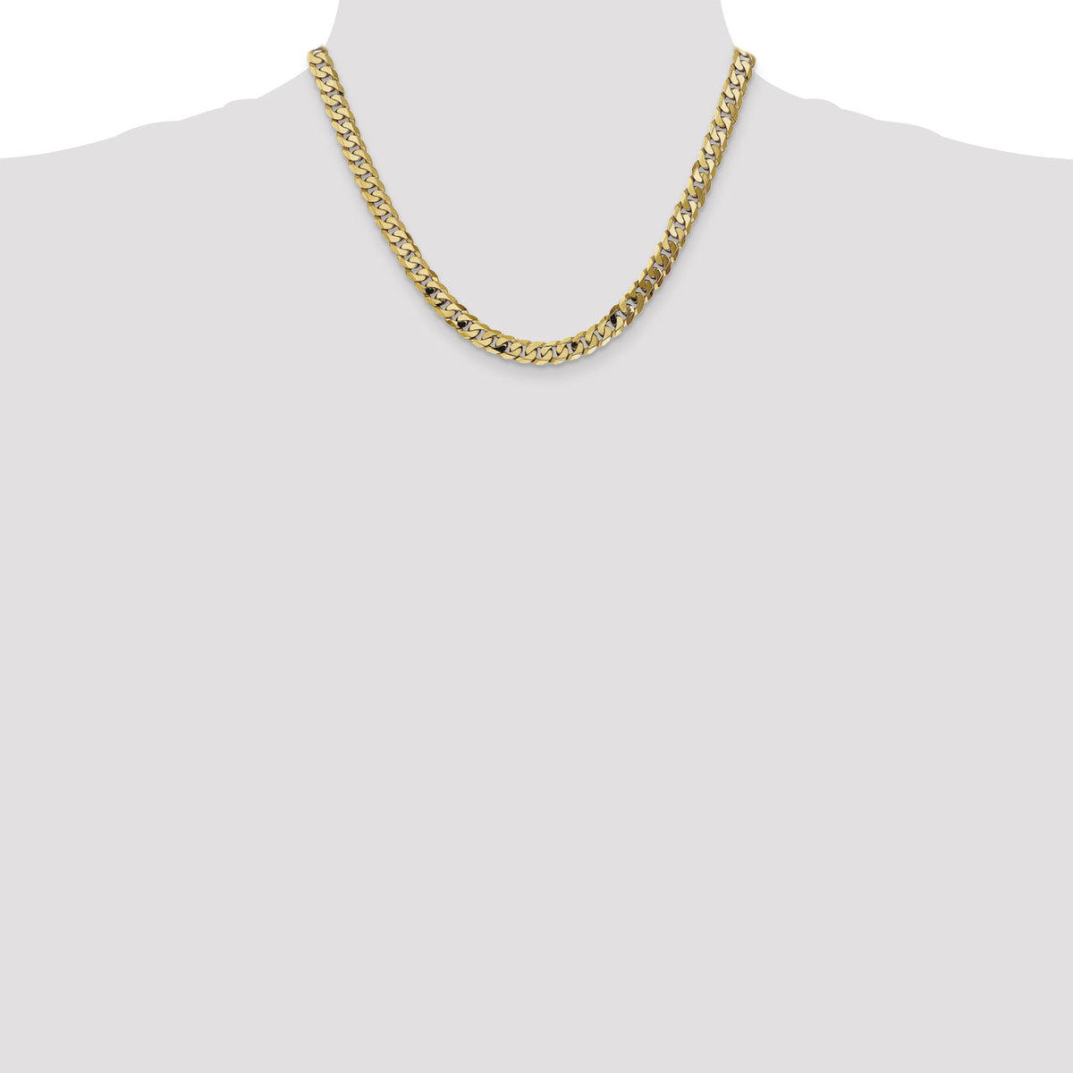 14k 7.25mm Flat Beveled Curb Chain-FBU180-18