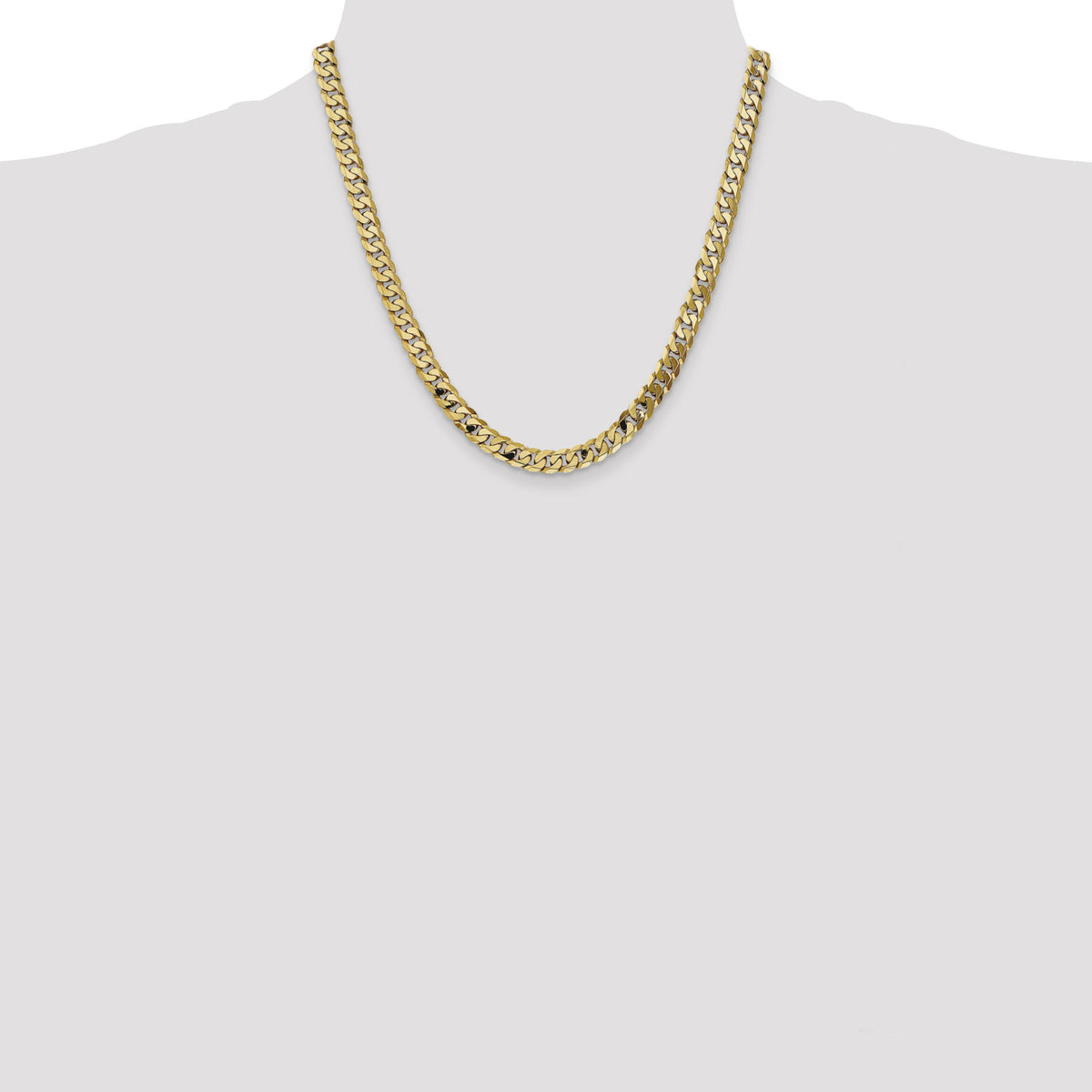 14k 7.25mm Flat Beveled Curb Chain-FBU180-20