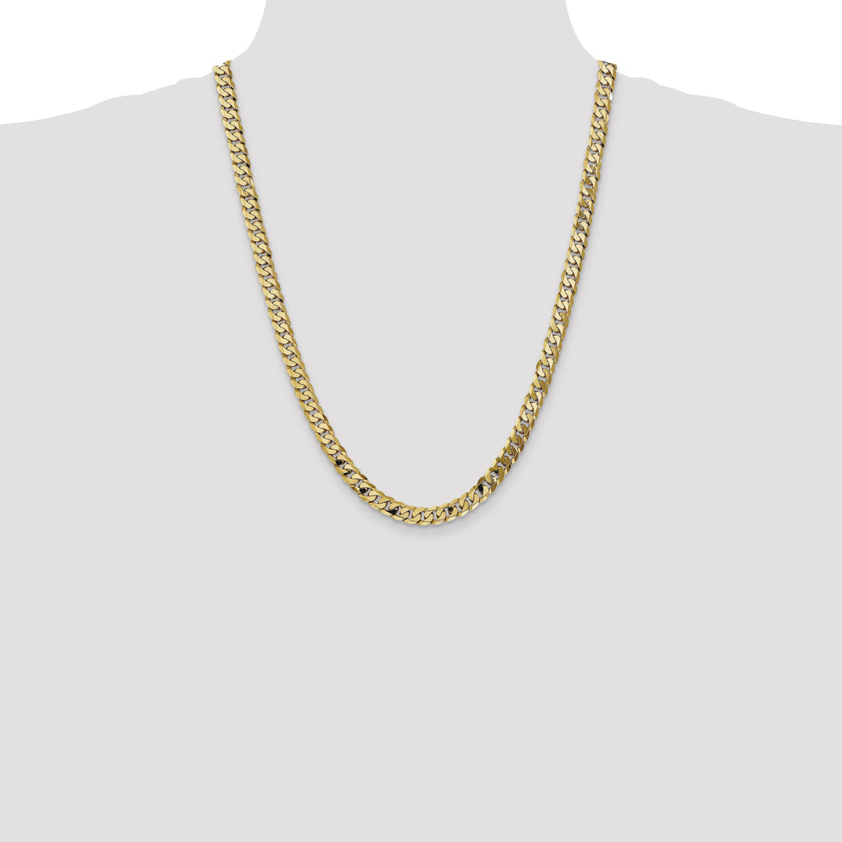 14k 7.25mm Flat Beveled Curb Chain-FBU180-24