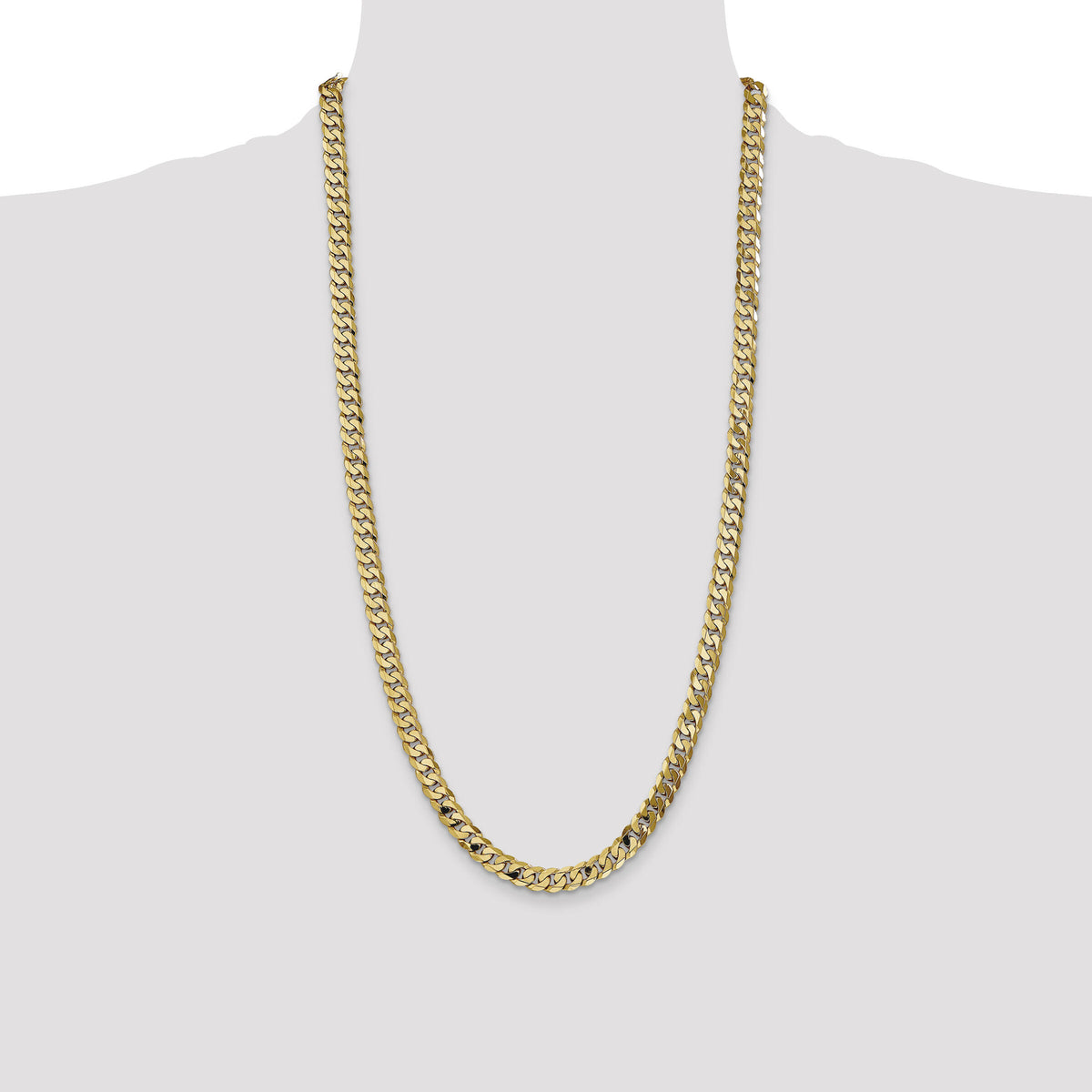 14k 7.25mm Flat Beveled Curb Chain-FBU180-28