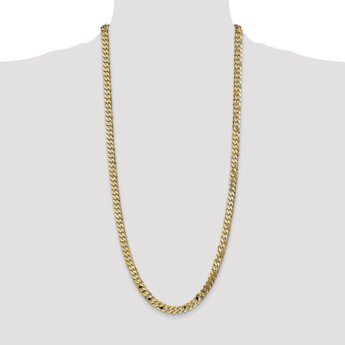 14k 7.25mm Flat Beveled Curb Chain-FBU180-30