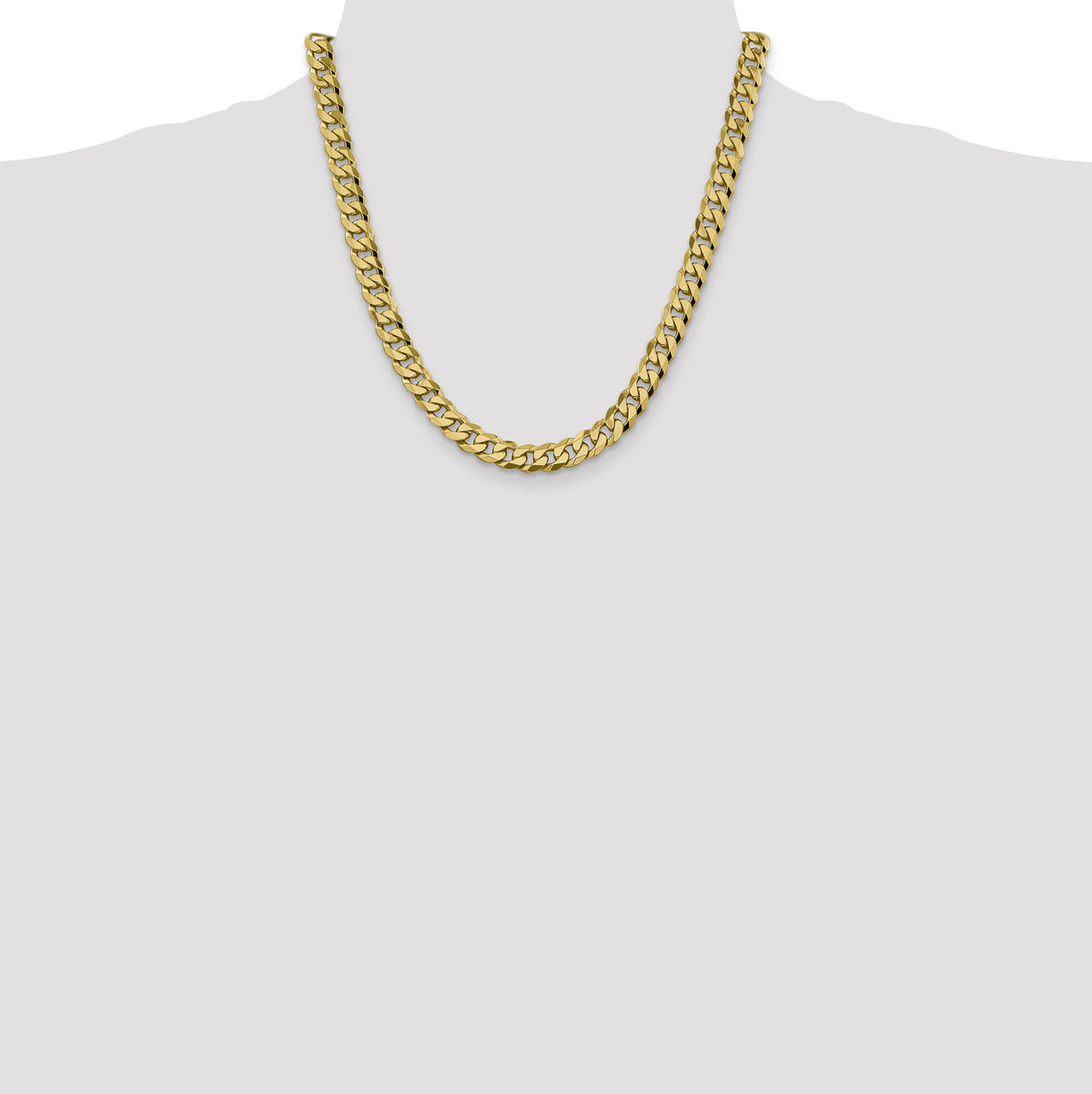 14k 8.5mm Flat Beveled Curb Chain-FBU220-20