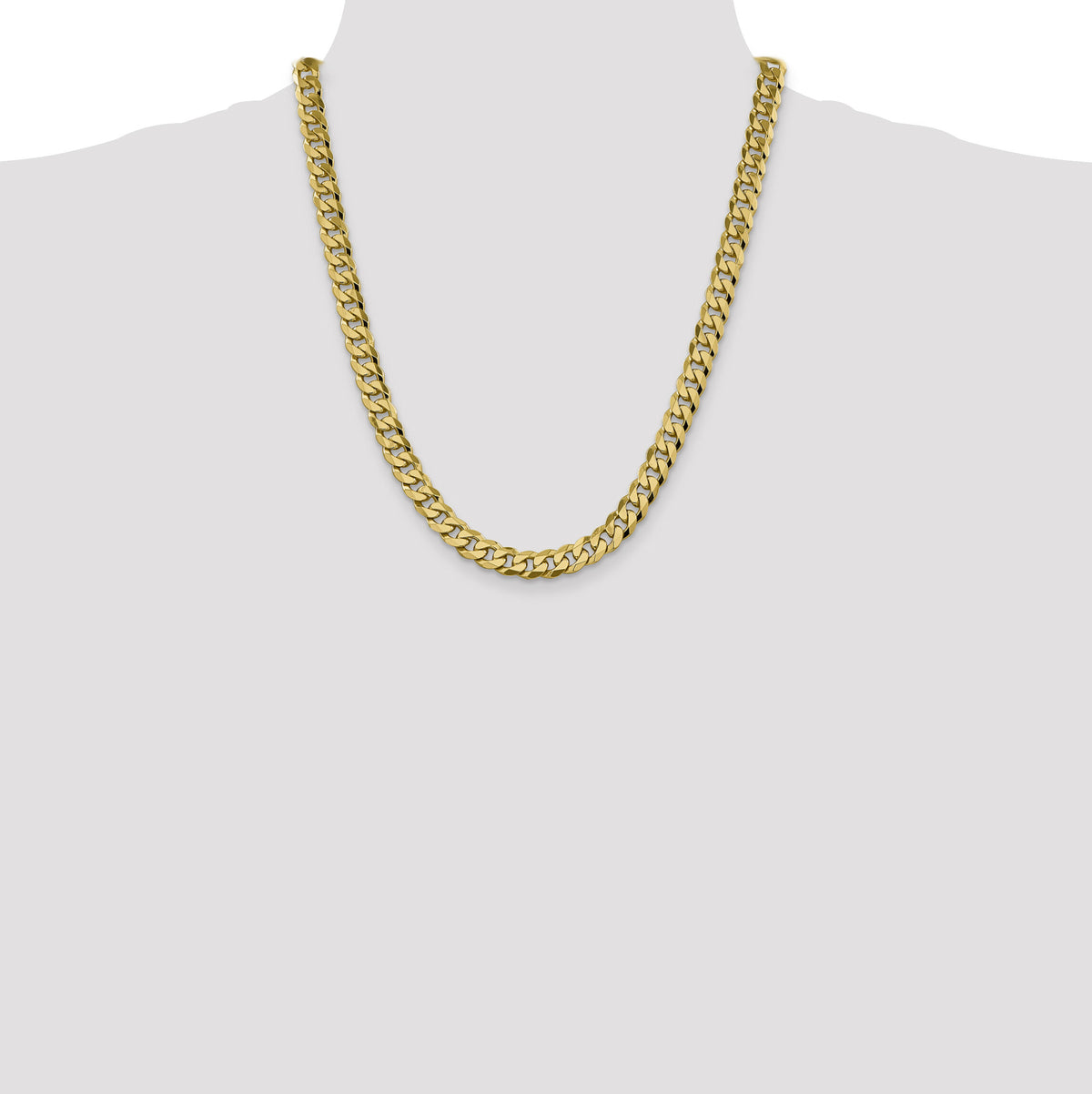14k 8.5mm Flat Beveled Curb Chain-FBU220-22