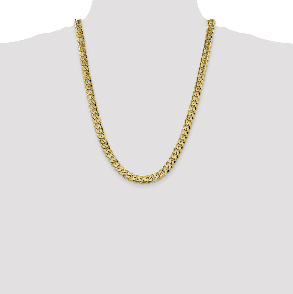 14k 8.5mm Flat Beveled Curb Chain-FBU220-24