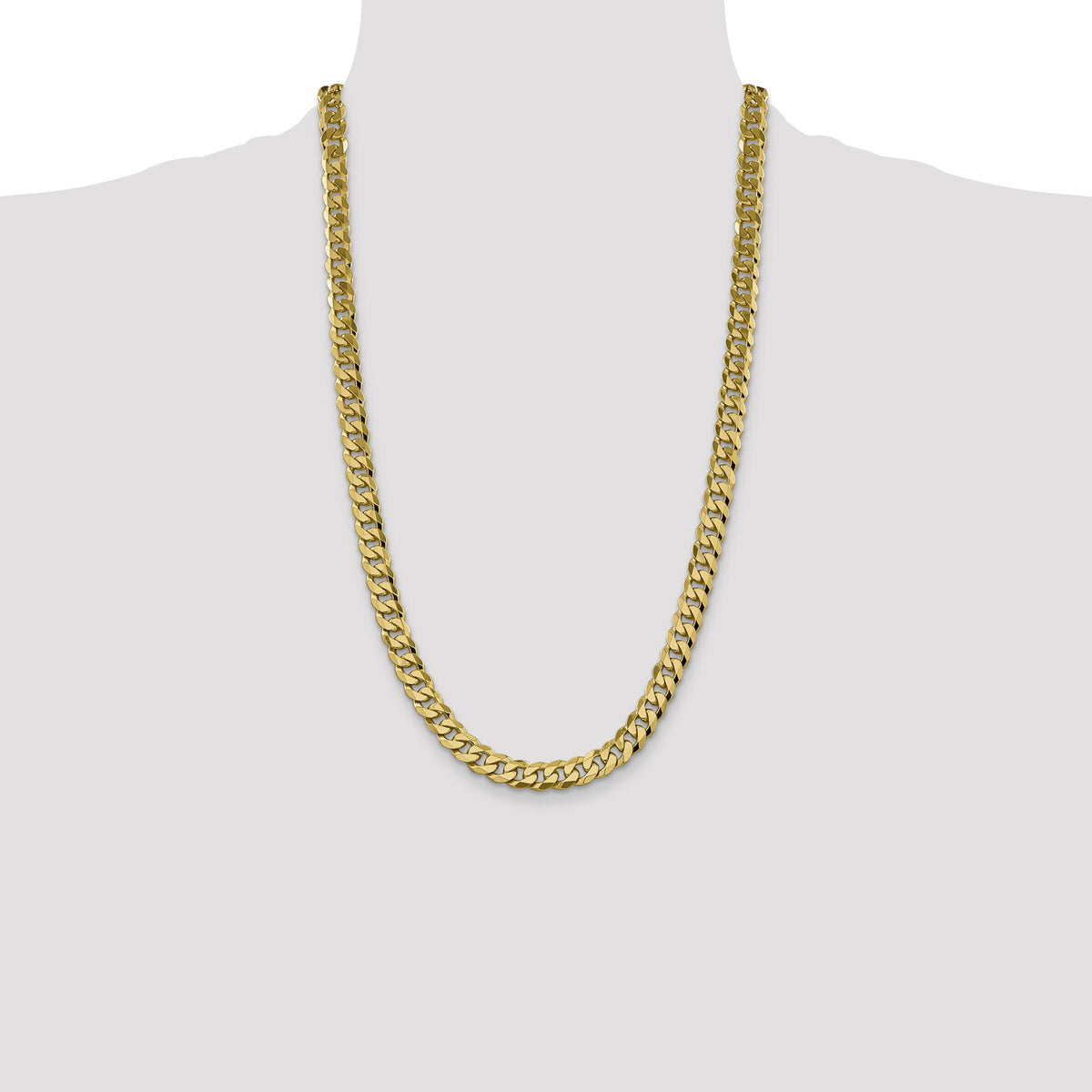 14k 8.5mm Flat Beveled Curb Chain-FBU220-26