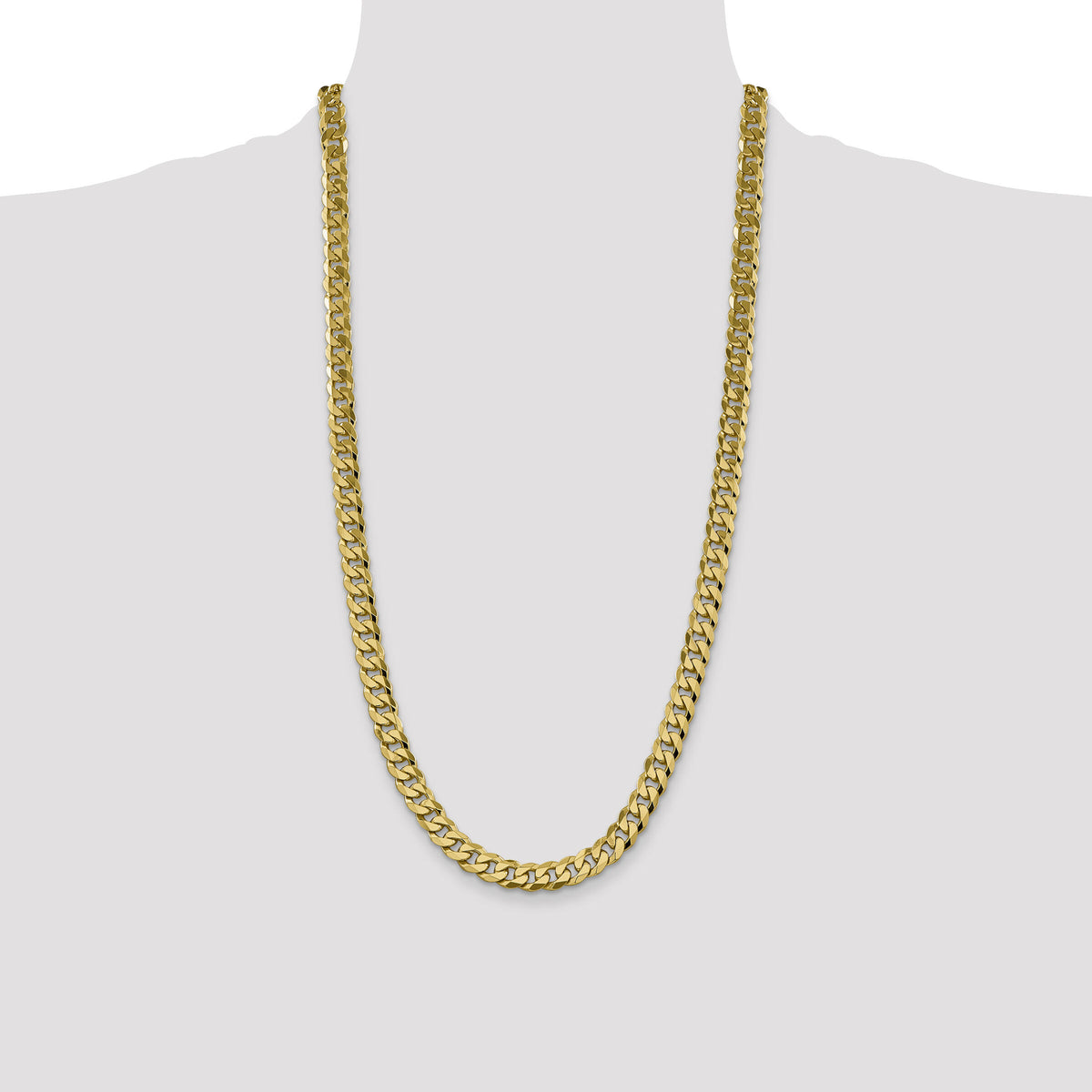 14k 8.5mm Flat Beveled Curb Chain-FBU220-28