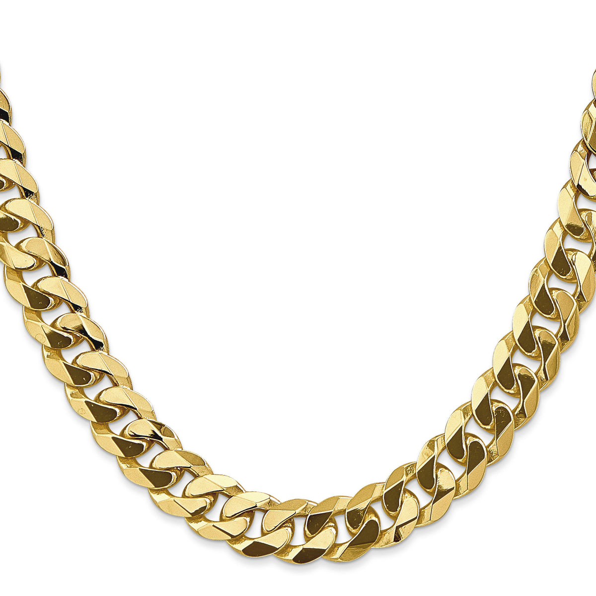 14k 9.5mm Flat Beveled Curb Chain-FBU250-28