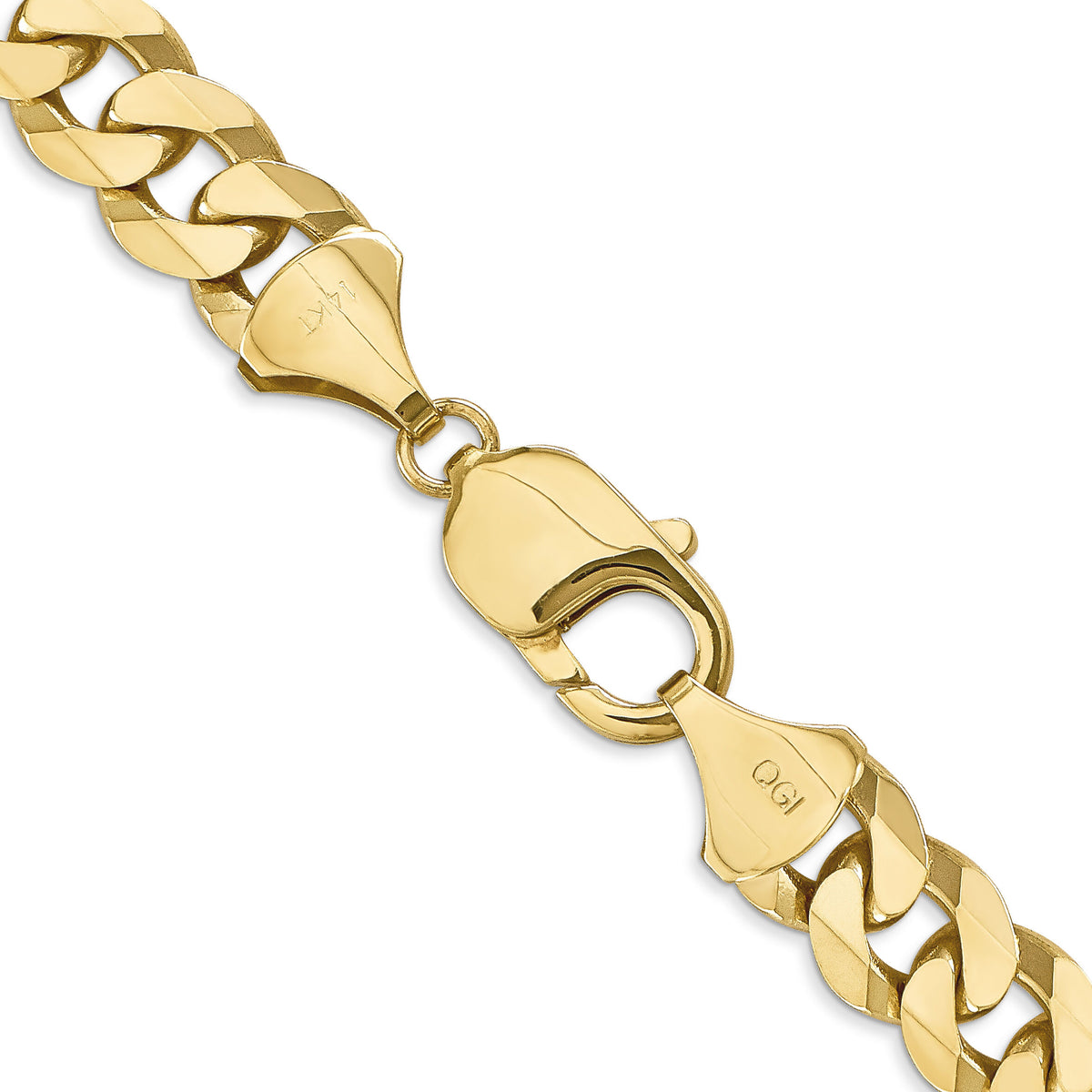 14k 9.5mm Flat Beveled Curb Chain-FBU250-20