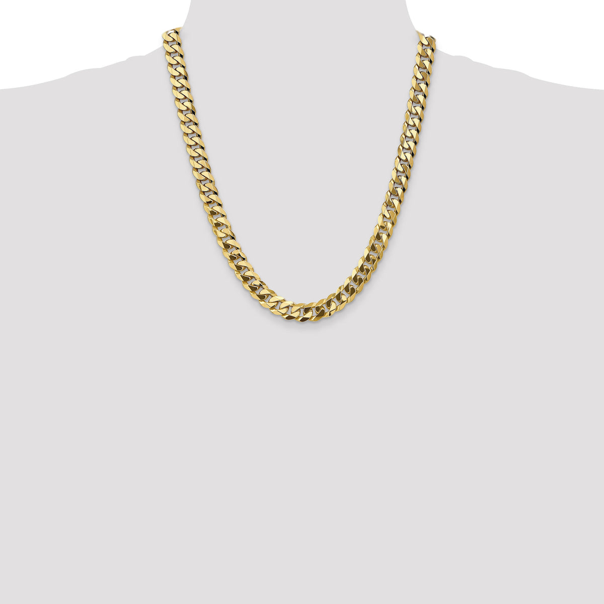 14k 9.5mm Flat Beveled Curb Chain-FBU250-22