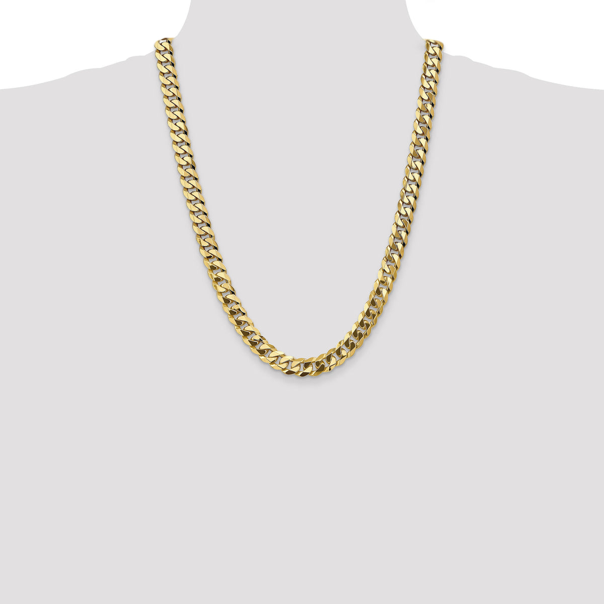 14k 9.5mm Flat Beveled Curb Chain-FBU250-24