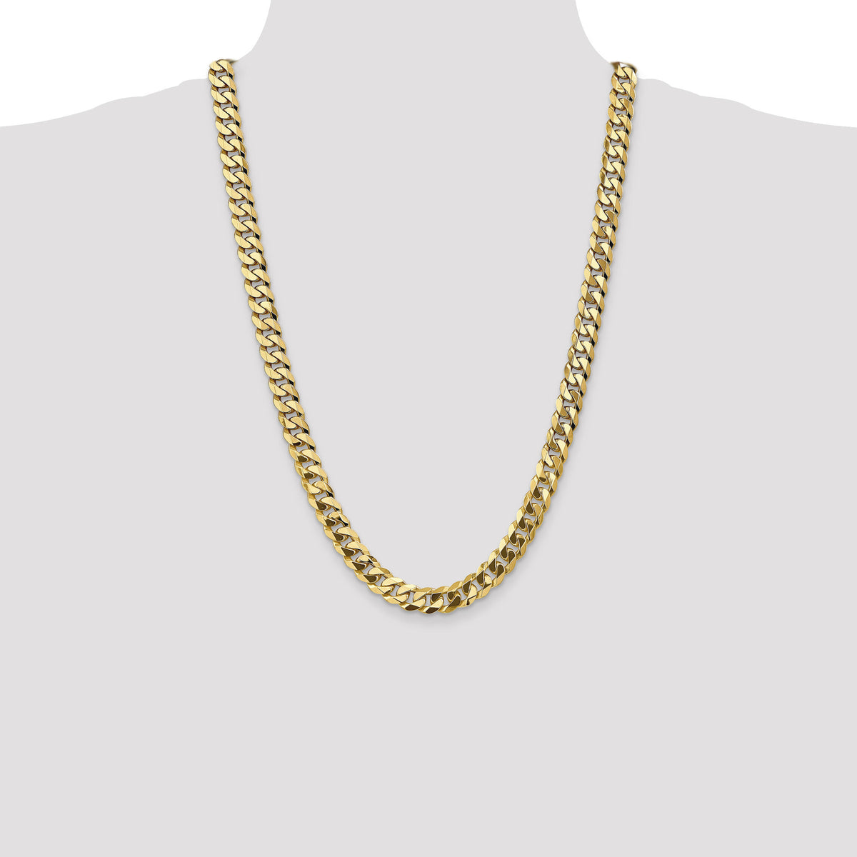 14k 9.5mm Flat Beveled Curb Chain-FBU250-26