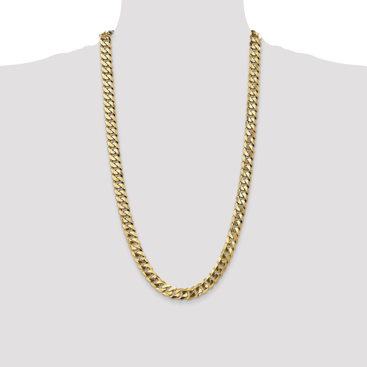 14k 9.5mm Flat Beveled Curb Chain-FBU250-28