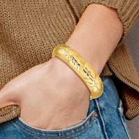 14k 11/16 Oversize Florentine Engraved Hinged Bangle Bracelet-FE11/16O