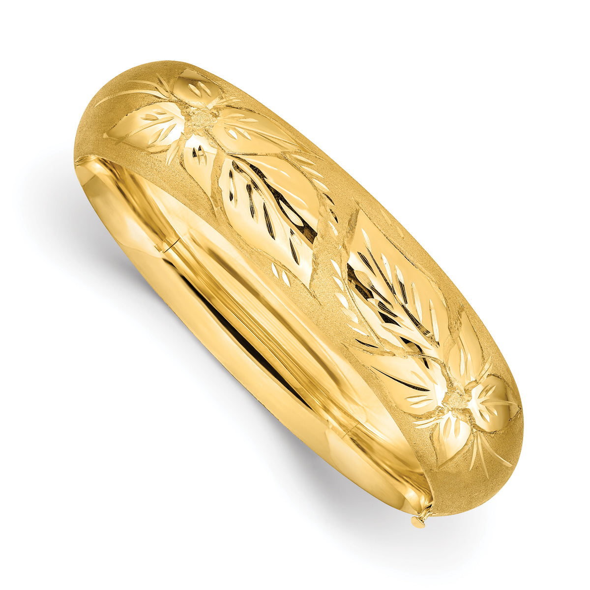 14k 11/16 Florentine Engraved Hinged Bangle Bracelet-FE11/16