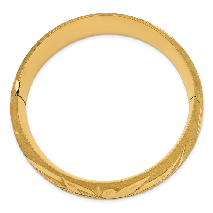 14k 13/16 Florentine Engraved Hinged Bangle Bracelet-FE13/16