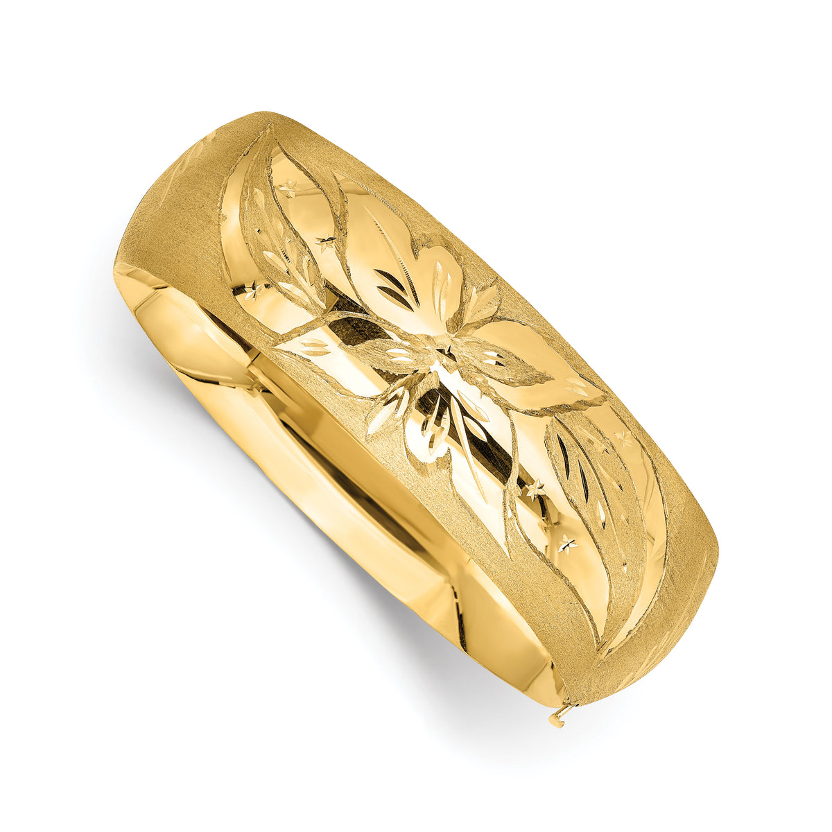 14k 13/16 Oversize Florentine Engraved Hinged Bangle Bracelet-FE13/16O