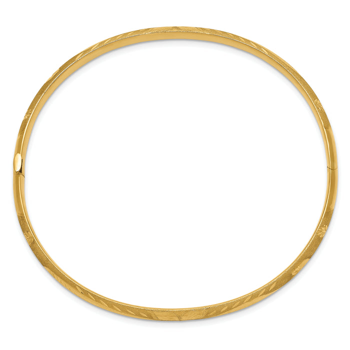 14k 3/16 Oversize Florentine Engraved Hinged Bangle Bracelet-FE3/16O