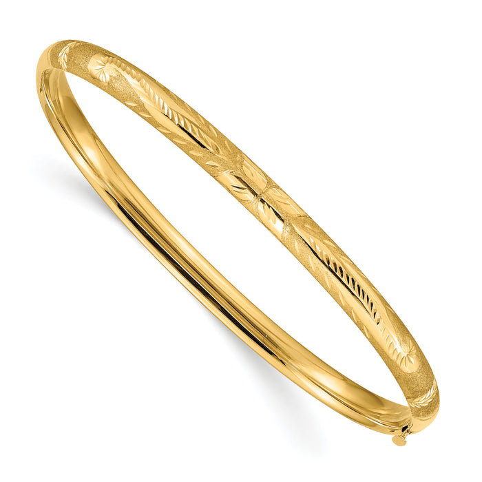 14k 3/16 Florentine Engraved Hinged Bangle Bracelet-FE3/16