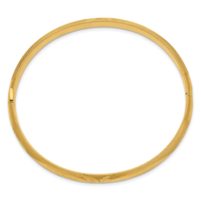 14k 4/16 Oversize Florentine Engraved Hinged Bangle Bracelet-FE4/16O