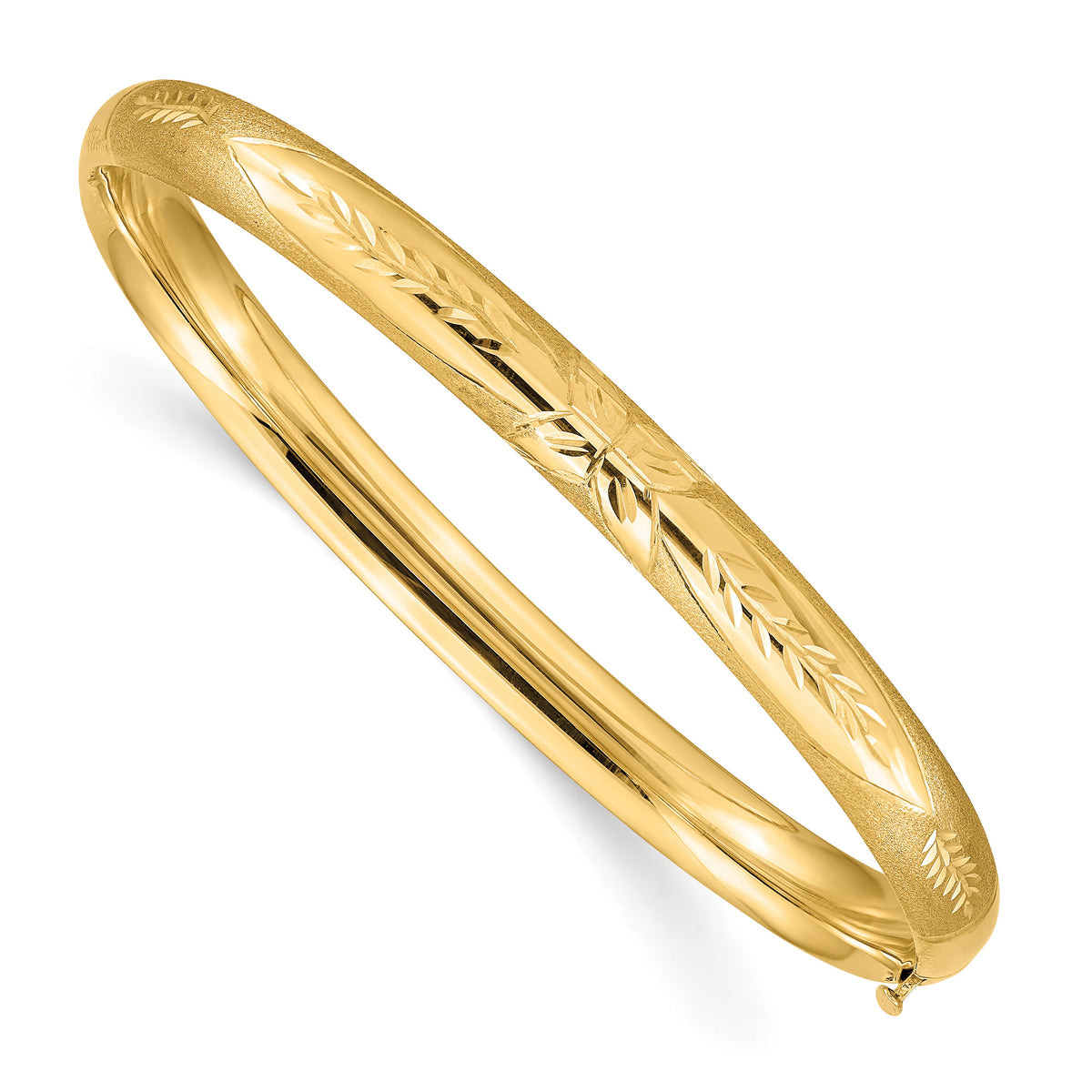 14k 4/16 Oversize Florentine Engraved Hinged Bangle Bracelet-FE4/16O