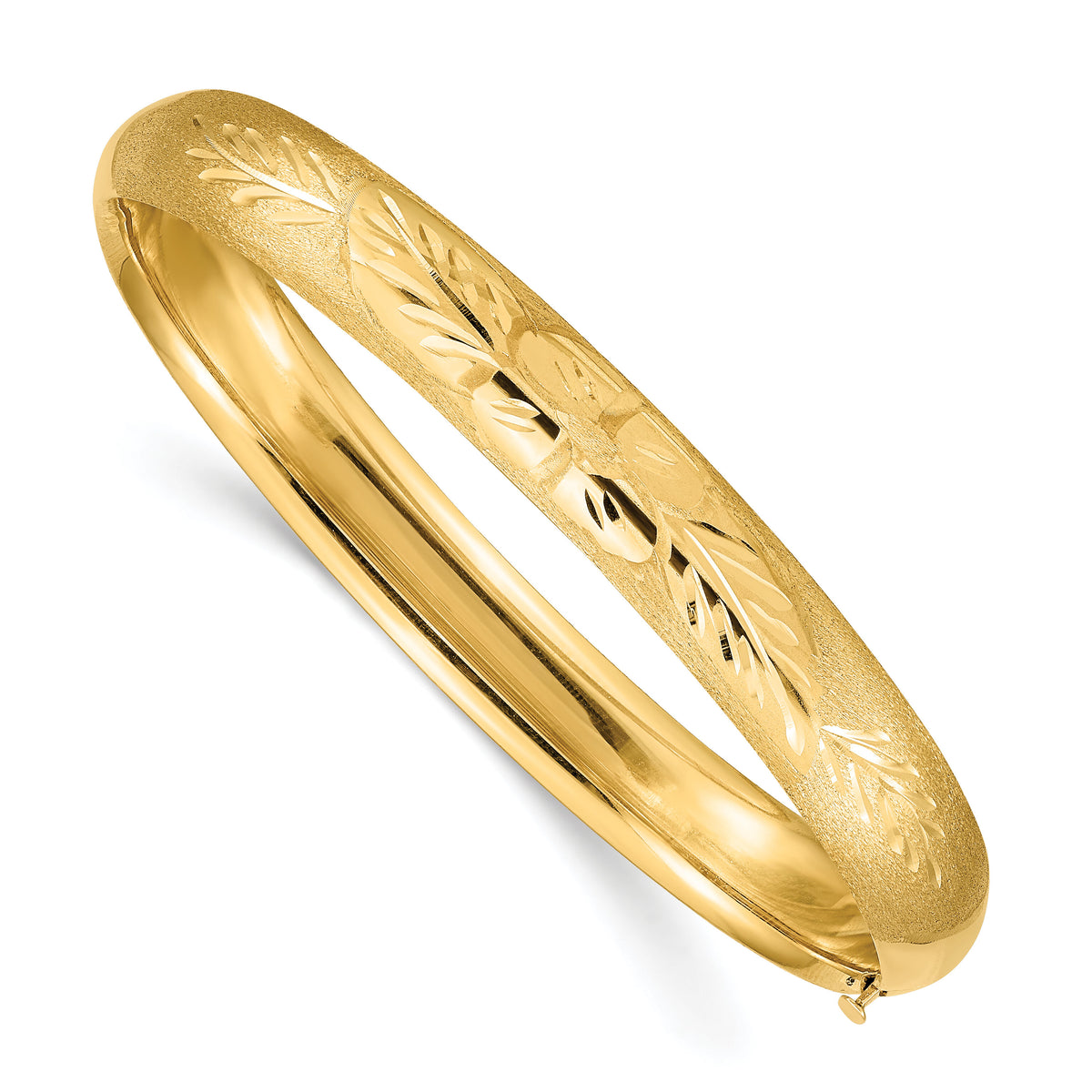 14k 5/16 Florentine Engraved Hinged Bangle Bracelet-FE5/16