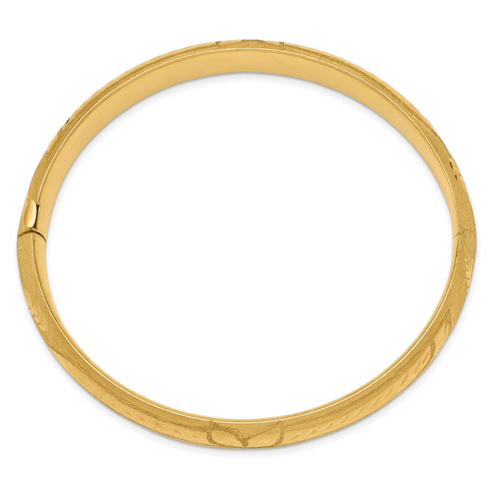 14k 7/16 Florentine Engraved Hinged Bangle Bracelet-FE7/16