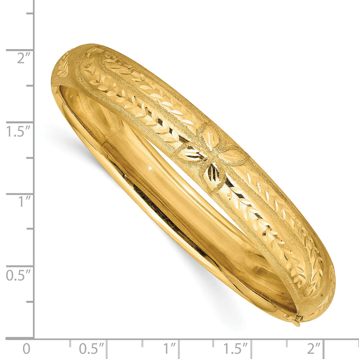 14k 7/16 Florentine Engraved Hinged Bangle Bracelet-FE7/16