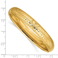 14k 7/16 Florentine Engraved Hinged Bangle Bracelet-FE7/16