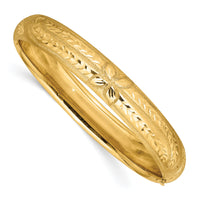 14k 7/16 Florentine Engraved Hinged Bangle Bracelet-FE7/16