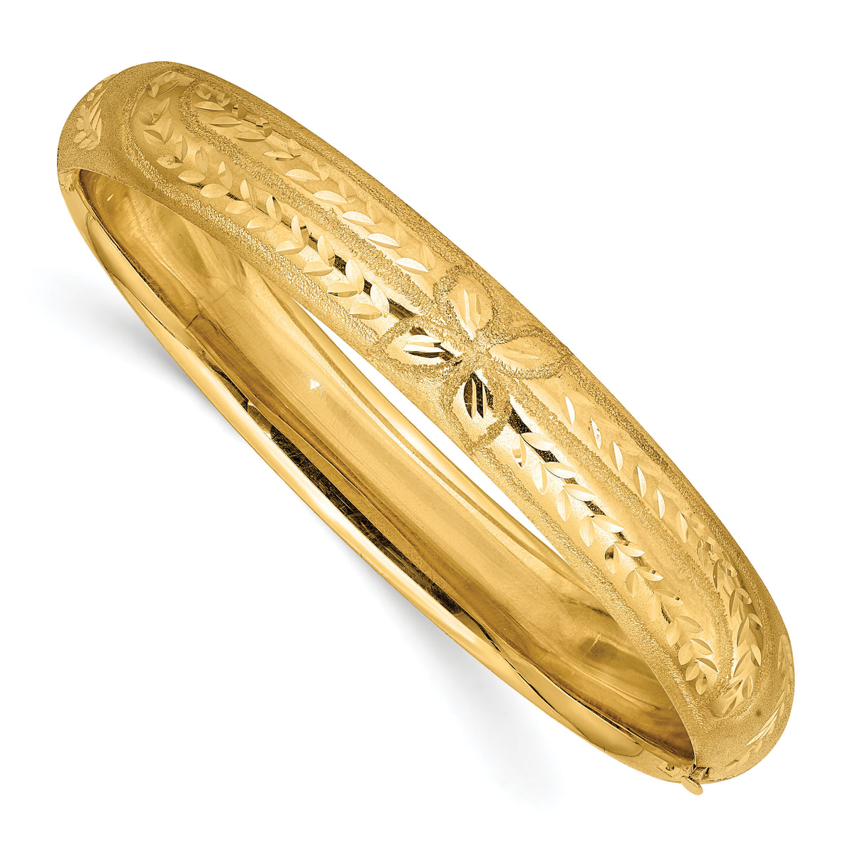 14k 7/16 Oversize Florentine Engraved Hinged Bangle Bracelet-FE7/16O