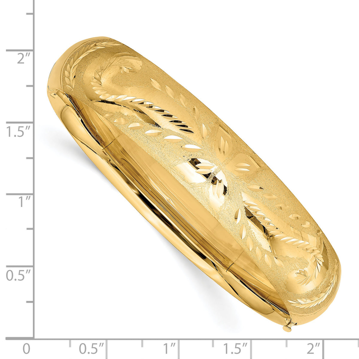 14k 9/16 Florentine Engraved Hinged Bangle Bracelet-FE9/16